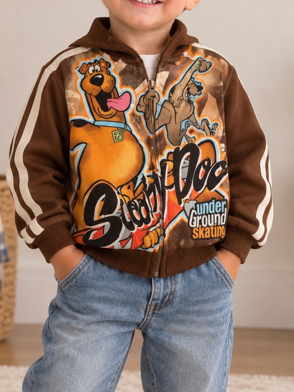 RARE Vintage 2003 Scooby-Doo Cartoon Network Zip Jacket Kids Size 6 Y2K